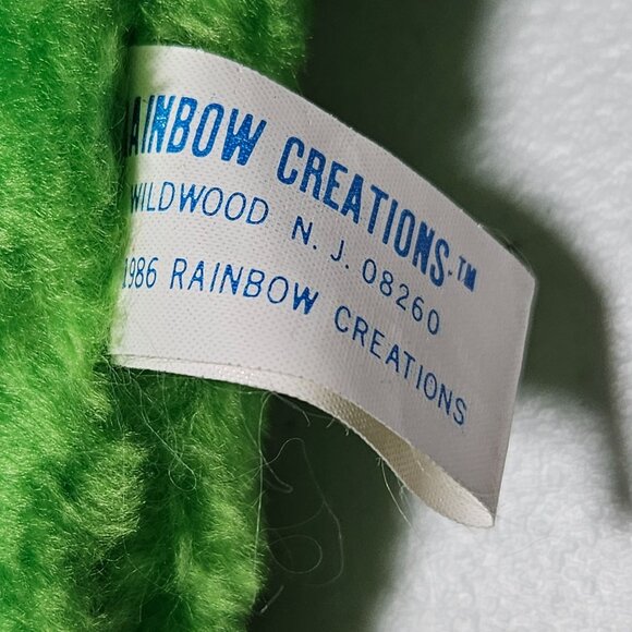 Vintage 80s Rainbow Creation Frog 14 inch Plush Green Toad Stiff Stuffed Animal - Picture 7 of 9